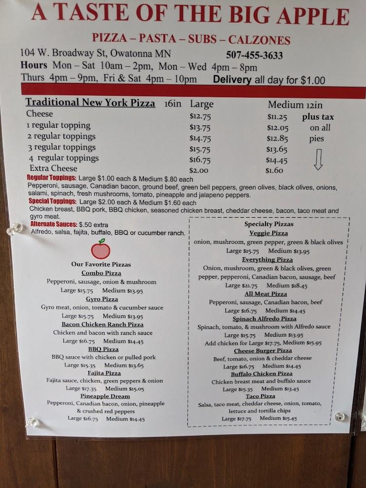A Taste Of The Big Apple Menu image 3